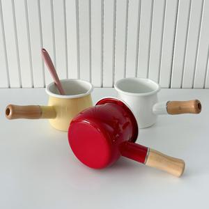 인덕션 법랑 이유식 작은 미니 편수 냄비 밀크팬(3color)