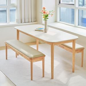 아이비 포세린 세라믹 원목 식탁세트 6인세트 (벤치2)