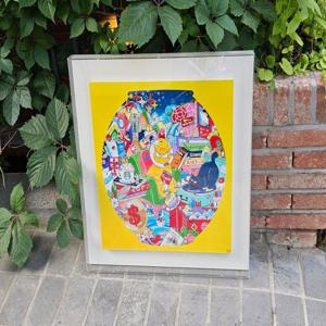 캔앤 츄르 - 빡고 달  항아리 (Yellow) 빡친 고양이 정품 포스터액자 홈카페