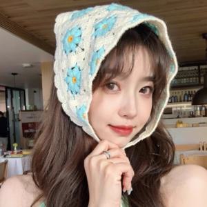 머리 헤어 스카프 크로셰 뜨개 헤드 삼각 니트 그물 두건 커치프