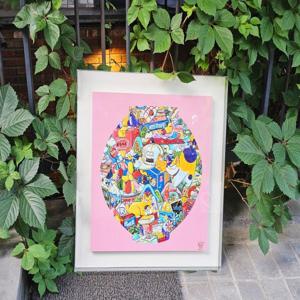 캔앤츄르 - 빡고 달  항아리 (Pink) 셀프 풍수인테리어 이사 집들이 고양이 그림선물