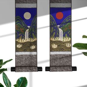 일월오봉도 족자 민화 일러스트 포스터 재물운 금전운 합격기원 그림 한국 전통 액자 벽장식