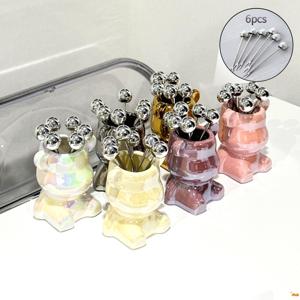 곰돌이 티포크 세트 신혼부부 결혼 집들이선물 디저트 과일 포크 케이크포크 6색상