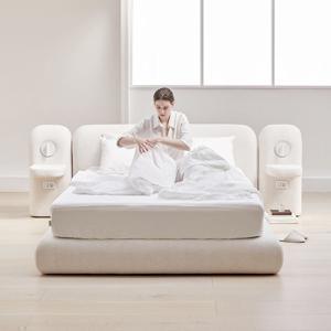 [4만원할인] 클라우드 라운드 조야/부클레 패브릭 호텔식침대프레임SS/Q/K/LK/CK