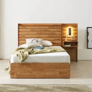 프레리 원목 호텔 침대프레임 슈퍼싱글 SS + 조명 협탁 1EA (매트리스 미포함)