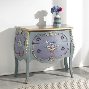 바이올렛 엔틱 서랍장 원목 2단 수납장