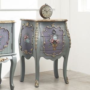 바이올렛 엔틱 협탁 마호가니 원목 2단 서랍장