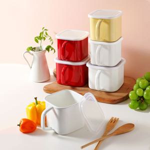 사각 IH 법랑냄비 법랑용기 라면냄비 2종 3color