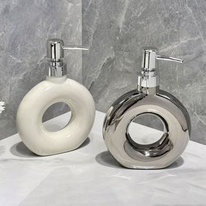 [해외] 프리미엄 도자기 샴푸디스펜서 원형 주방세제 리필용기 300ml 2P세트