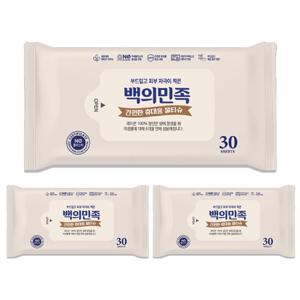 국내제조 백의민족 프리미엄 물티슈 30매 3개 휴대 티슈 가정 사무실 부드러운