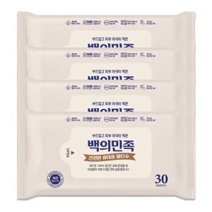 국내제조 백의민족 프리미엄 물티슈 30매 4개 티슈 물휴지 아이들 어른 캠핑 나들이