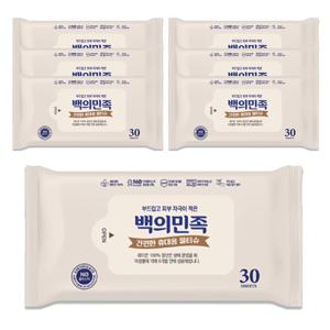 국내제조 백의민족 프리미엄 물티슈 30매 7개 아이들 안심 성분 부드러운 저자극