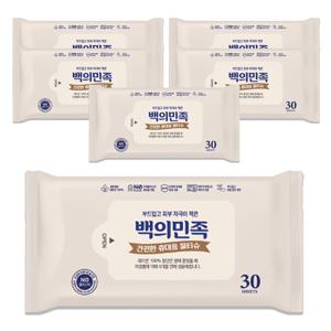 국내제조 백의민족 프리미엄 물티슈 30매 6개 외출 야외 나들이 캠핑 글램핑