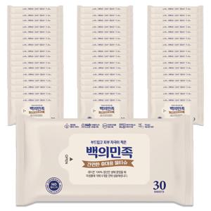 국내제조 백의민족 프리미엄 물티슈 30매 50개 대용량 부드러운 티슈 어린이집 학교