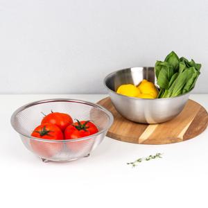 22cm 스텐 믹싱볼 채망 2종 세트 채반 볼