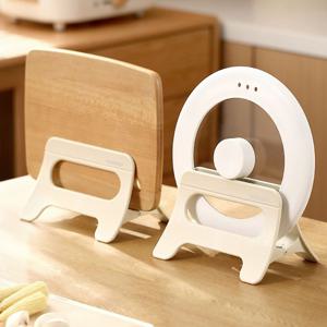 [해외] 멀티 주방 냄비뚜껑 거치대 반자동 후라이팬 도마 정리대 2P세트