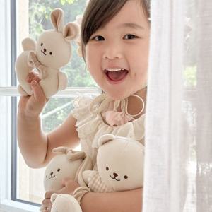 오가닉 애착 인형 베이비 사이즈 신생아 출산 선물 딸랑이2종
