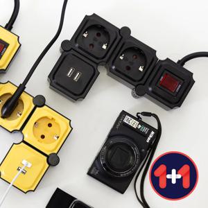 1+1 테트리스 usb 멀티탭 고용량 디자인 접지 멀티 콘센트 2구