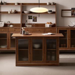 헤이즐 1200~1600 원목 반타원 아일랜드 식탁 테이블 모루유리 홈바 수납장 4종