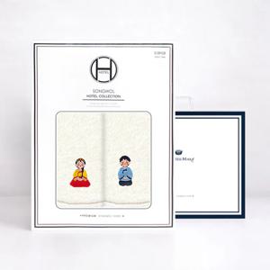 추석 명절 한가위 한복자수 호텔수건 150g 2매 선물세트(쇼핑백) 기념수건 답례품