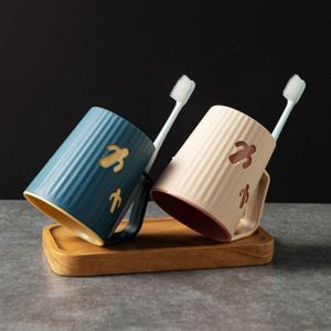 1+1 고급 튼튼한 거꾸로 선인장 양치컵 칫솔꽂이