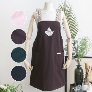쉐리 숄더 셔링 코튼 원피스 앞치마 (4컬러)