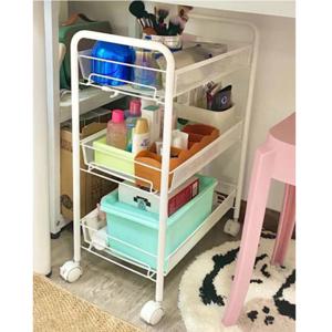 철제 트롤리 이동식 간식 디저트 카트 조리대 주방 미용 웨건 트로리 3단