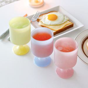 귀여운 파스텔 컬러유리 고블렛잔 3colors/예쁜 물컵 요거트 칵테일잔
