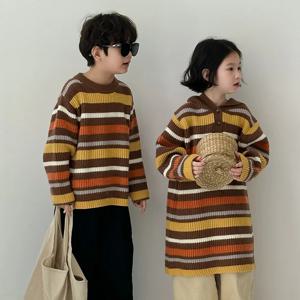 스트라이프 후드 니트 원피스 R12365