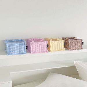 체크 패브릭 바스켓 보관함 - 장난감정리함 기저귀정리함 수납바구니 기저귀함 아기바구니