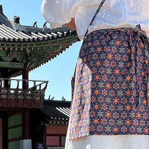 단청 린넨 미니 앞치마 간편한 여름 천연원단 한국 전통