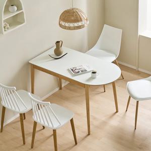 리에브 원목 HPM 화이트 카페 라운드 반타원 식탁 테이블 1200