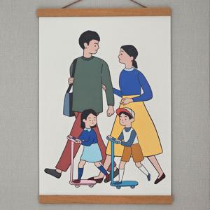 A3 손잡고(남매쌍둥이) 가족그림  인테리어그림 이사선물 임신선물