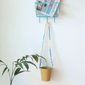행잉 화분 벽걸이 화분 행잉플랜트 Lime_blue yellow strap