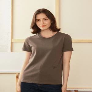 Organic embroidery T-shirt (Khaki Cottage)