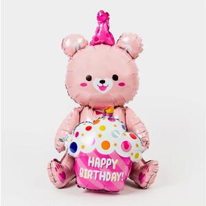 3D 곰돌이 컵케이크 호일 풍선 핑크 동물풍선 생일이벤트