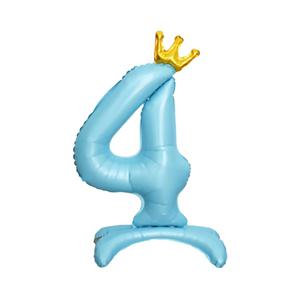 왕관 스탠딩 숫자 호일 풍선 블루 4 생일이벤트 숫자풍선 32인치