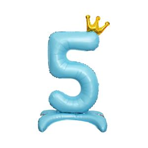 왕관 스탠딩 숫자 호일 풍선 블루 5 생일이벤트 숫자풍선 32인치