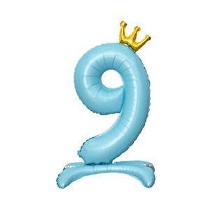 왕관 스탠딩 숫자 호일 풍선 블루 9 생일이벤트 숫자풍선 32인치