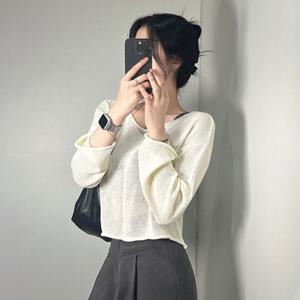 여름 니트 여리 보트넥 입술넥 그물 시스루 티 2color 오프숄더 라운드 골지 메쉬 무지
