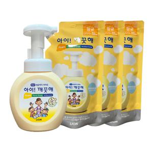 항균 폼 핸드워시 손세정제 보송보송한 파우더향 용기 250ml+리필 200ml 3개