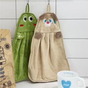 귀여운 동물 극세사 고리형 핸드타올 화장실 손수건 키친행주 고리수건