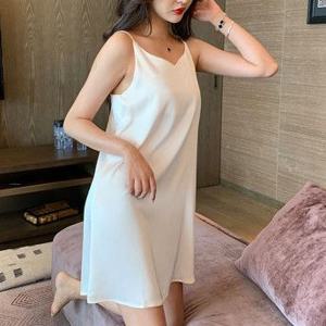 란제리 슬립웨어 섹시 실크 잠옷 슬립원피스 롱