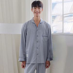 남자실내복 스트라이프 순면 긴팔 남성파자마 친구선물 잠옷 빅사이즈 홈웨어 상하복