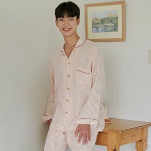 남자홈웨어 스트라이프 잠옷브랜드 파자마브랜드 순면 긴팔 빅사이즈 실내복 상하복