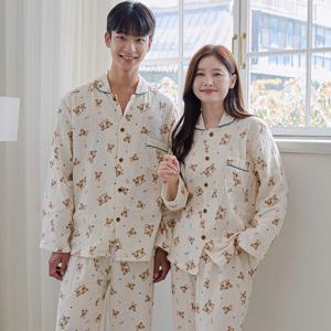 시밀러룩 친구커플선물 신혼부부잠옷 곰돌이 이중지면 긴소매 빅사이즈 홈웨어