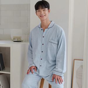 남자 긴팔파자마 체크 면폴리 긴소매 국내생산 남편생일선물 빅사이즈잠옷 홈웨어