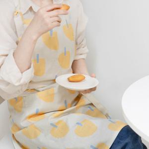 린넨 앞치마 롱&하프 에이프런 메르시프룻 애플 아이보리 (원피스형)