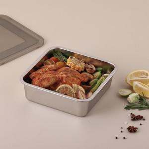 러반 스테인레스 304 스퀘어 밧드 중 20cm  3P세트(본체+와이어랙+뚜껑)