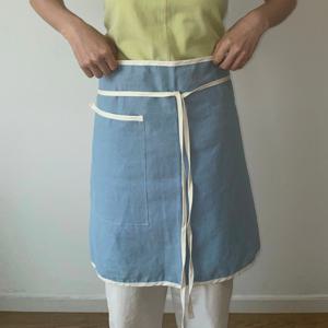 linen half apron / sky blue 하프 앞치마